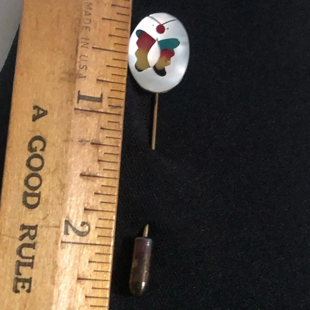 Vintage Butterfly MOP Inlay Stickpin